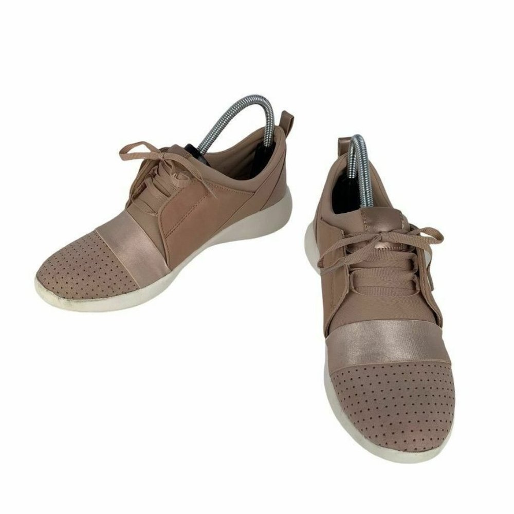 Big Buddha Dusty Pink Fabric Sneakers Lace Up‎ Tennis Shoes Perforated 8.5